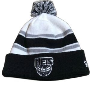 Black and White New Era New Jersey Brooklyn‎ Nets Basketball Beanie